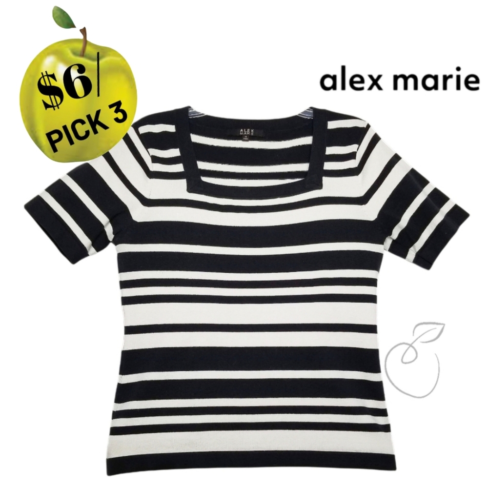 ALEX MARIE STRIPED KNIT TOP SZ M